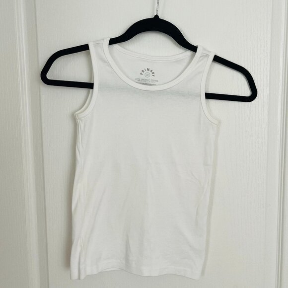 Primary 100% Organic Cotton Solid White Tank Top Kids Unisex Size 10 - Picture 1 of 5